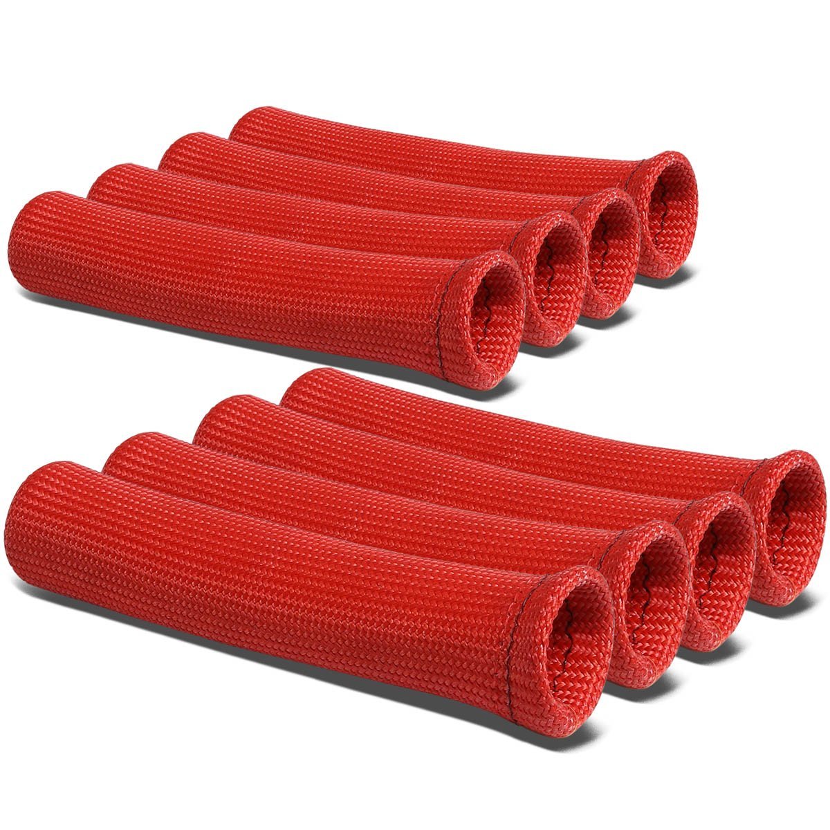 Auto Dynasty High Temperature Spark Plug Wire Boot Protect Sleeve Cover For 8 Cyl Red