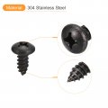Uxcell 1 4 X 2 Phillips Pan Head Self-tapping Screw 25pcs 304 Stainless Steel Round Wood Full Thread Black