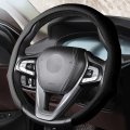 Nappa Leather Steering Wheel Cover Premium Microfiber Wrap 15 Inch Universal Breathable Protector Black