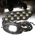 Sunpie 12 Pods White Rock Lights 24 Leds Aluminium Metal Underglow Light With 32 8ft Extension Wires Ip67 Waterproof Fender 