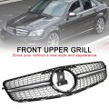 Topteng Diamond Front Bumper Grille Grill With Led Emblem Fit For Benz W204 C-class 2008-2014 C180 C200 C230 C250 C280 C300