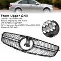 Topteng Diamond Front Bumper Grille Grill With Led Emblem Fit For Benz W204 C-class 2008-2014 C180 C200 C230 C250 C280 C300