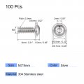 Uxcell Flanged Button Head Socket Cap Screws M3 8mm Hex Drive 304 Stainless Steel Fasteners Bolts Fully Threaded Machine Screw