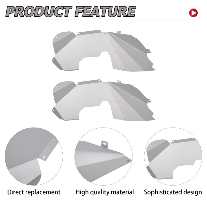 Front Inner Fender Liners For 2007018 Jeep Wrangler Jk Jku Aluminum Splash Guards 2 And 4 Door Suv Bare Unfinished Mo-991 2