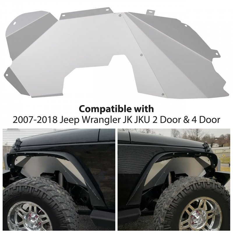 Front Inner Fender Liners For 2007018 Jeep Wrangler Jk Jku Aluminum Splash Guards 2 And 4 Door Suv Bare Unfinished Mo-991 2
