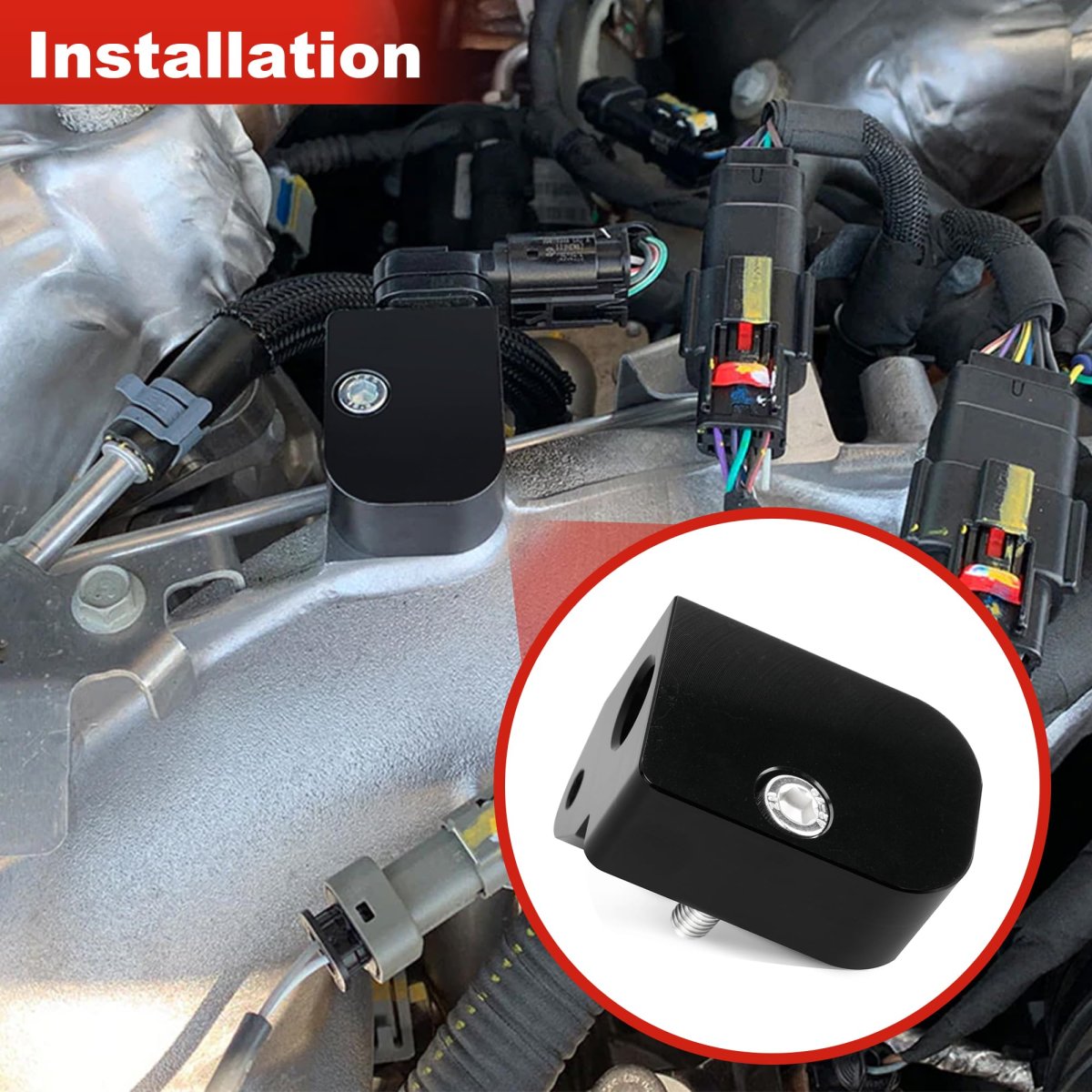 Temperature Air Intake Sensor Spacer Kit For 2017 2024 Chevy Silverado 2500hd 3500hd And Gmc Sierra 6 6l Diesel Black Billet
