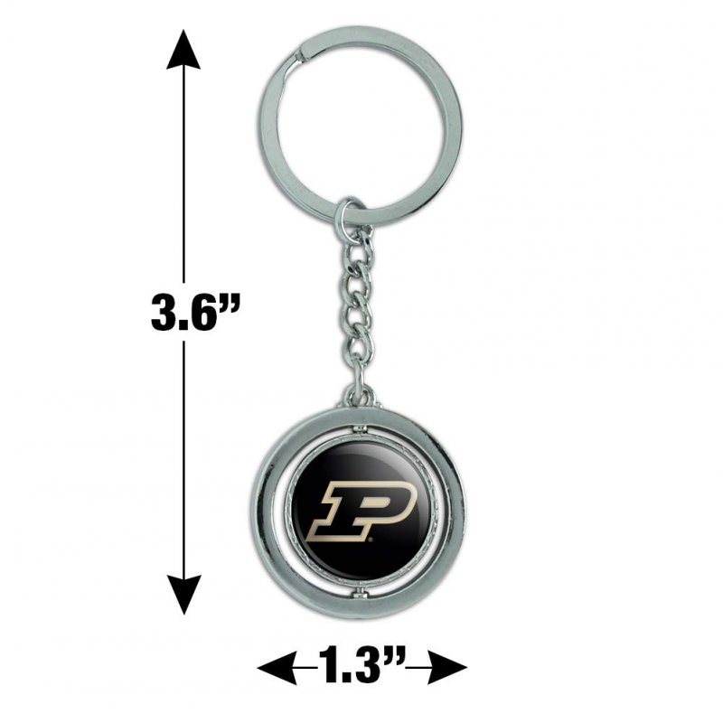 Graphics More Purdue Boilermakers Logo Keychain Spinning Round Chrome Plated Metal