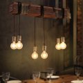 Rustic Chandelier Farmhouse Wood Beam Hanging Industrial Pendant Lighting Vintage Ceiling Light Fixture 6 Heads For Dining 