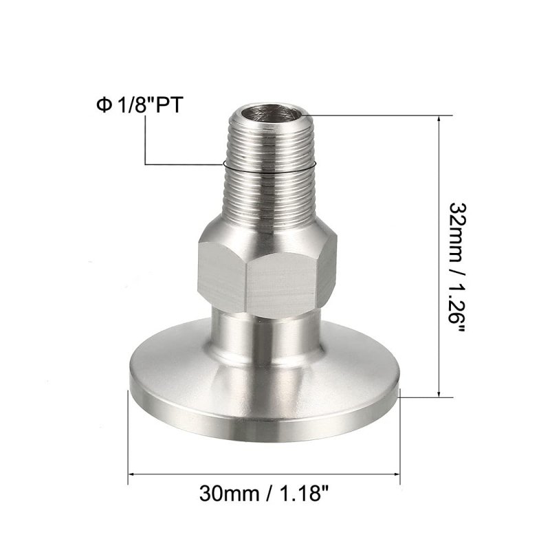 Pipe Fitting 1 8 Pt Male Threaded To 18 Ferrule Stainless Steel Clamp Pack Of 2