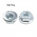 Uxcell 10 -24 Serrated Flange Hex Lock Nuts Carbon Steel 100 Pcs