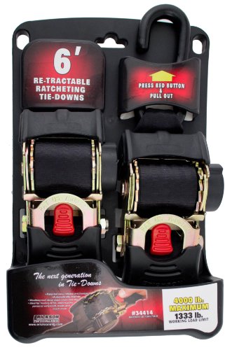 Erickson 34414 Pro Series Black 2 X 6 Retractable Ratcheting Tie-down Strap Pack Of