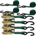 4 Pack 1 In Green Ratchet Straps With Coated S Hooks 8ft Heavy Duty Tie Downs 666 Lbs Working Load Limit And 2000 Breaking 