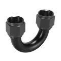An12 180 Degree Female Swivel Coupler Fuel Oil Hose End Fitting Adapter For Car Black 
