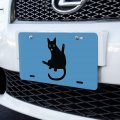 Graphics More Black Cat Lifting Leg And Licking Novelty Metal Vanity Tag License Plate