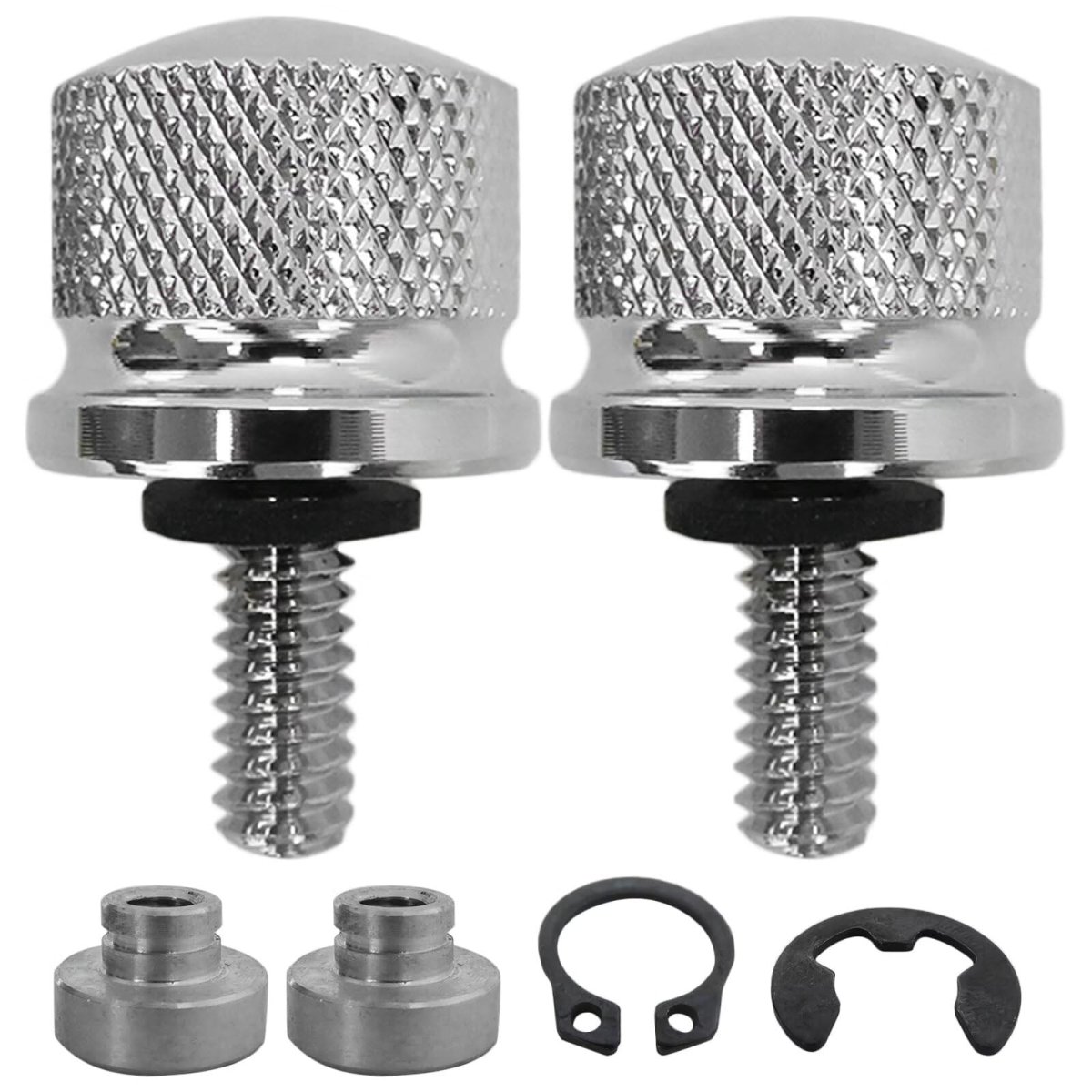 2-pack Chrome Stainless Steel Seat Bolt Nut Kit Fit For Streetbob Model Silver