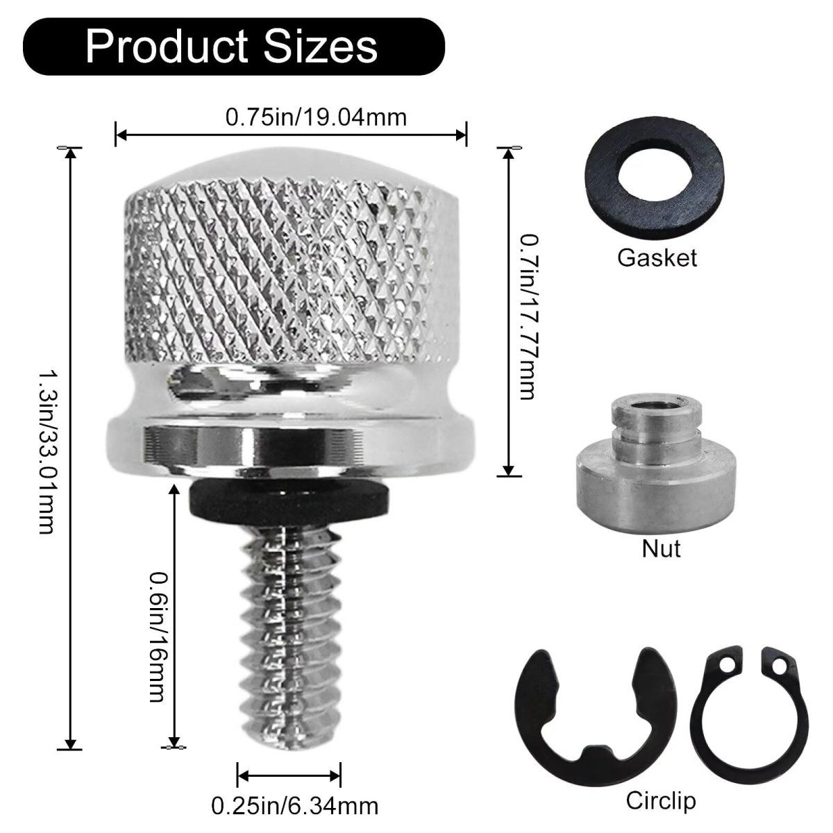 2-pack Chrome Stainless Steel Seat Bolt Nut Kit Fit For Streetbob Model Silver
