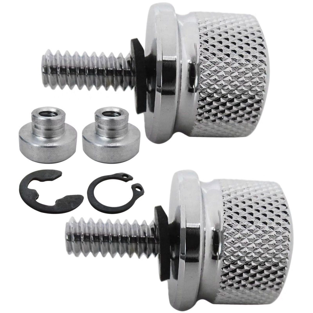 2-pack Chrome Stainless Steel Seat Bolt Nut Kit Fit For Streetbob Model Silver