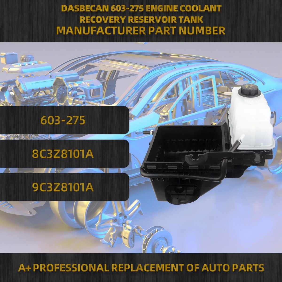 Dasbecan 603-275 Engine Coolant Recovery Reservoir Tank For Ford F-150 2011-2014 Expedition 2015-2017 Lincoln Navigator