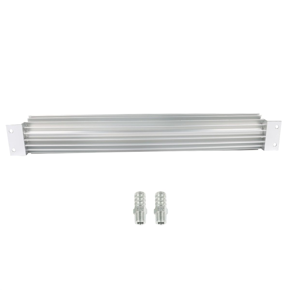 18 In Dual Pass Finned Transmission Oil Radiator Cooler Universal Fit With 1 4 Inch Npt Barb Fittings And Same Side Inlets