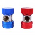 Qiilu 2pcs R134a Air Conditioning Adjustable Quick Coupler Adapters High Low Adapter Connector Fit For A C Manifold Gauge Set