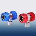 Qiilu 2pcs R134a Air Conditioning Adjustable Quick Coupler Adapters High Low Adapter Connector Fit For A C Manifold Gauge Set