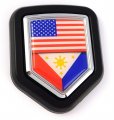 Usa Philippines Flag Car Truck Black Shield Grill Badge Grille Chrome Emblem 2 6 X 3 1