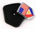 Usa Philippines Flag Car Truck Black Shield Grill Badge Grille Chrome Emblem 2 6 X 3 1