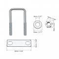 Uxcell Square U-bolts 1-3 8 35mm Inner Width 80mm Length Carbon Steel M8 With Nuts Plate Washers 2 Set
