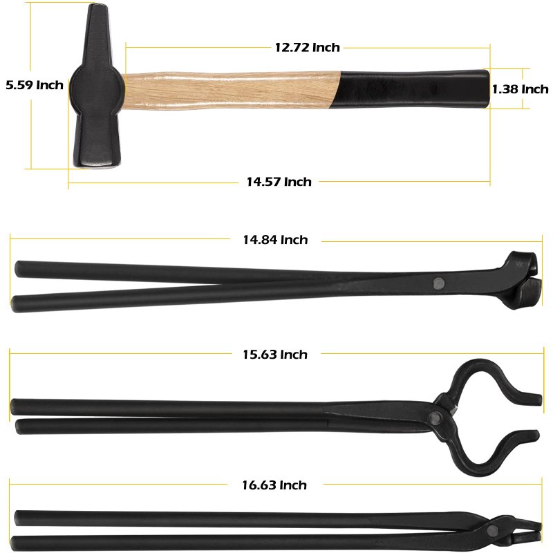 Knife Making Tongs Set Blacksmithsa Hammer 0000811-1000 Perfect For Assembled Bladesmith Blacksmith Forge Tong Tools Vise Anvil