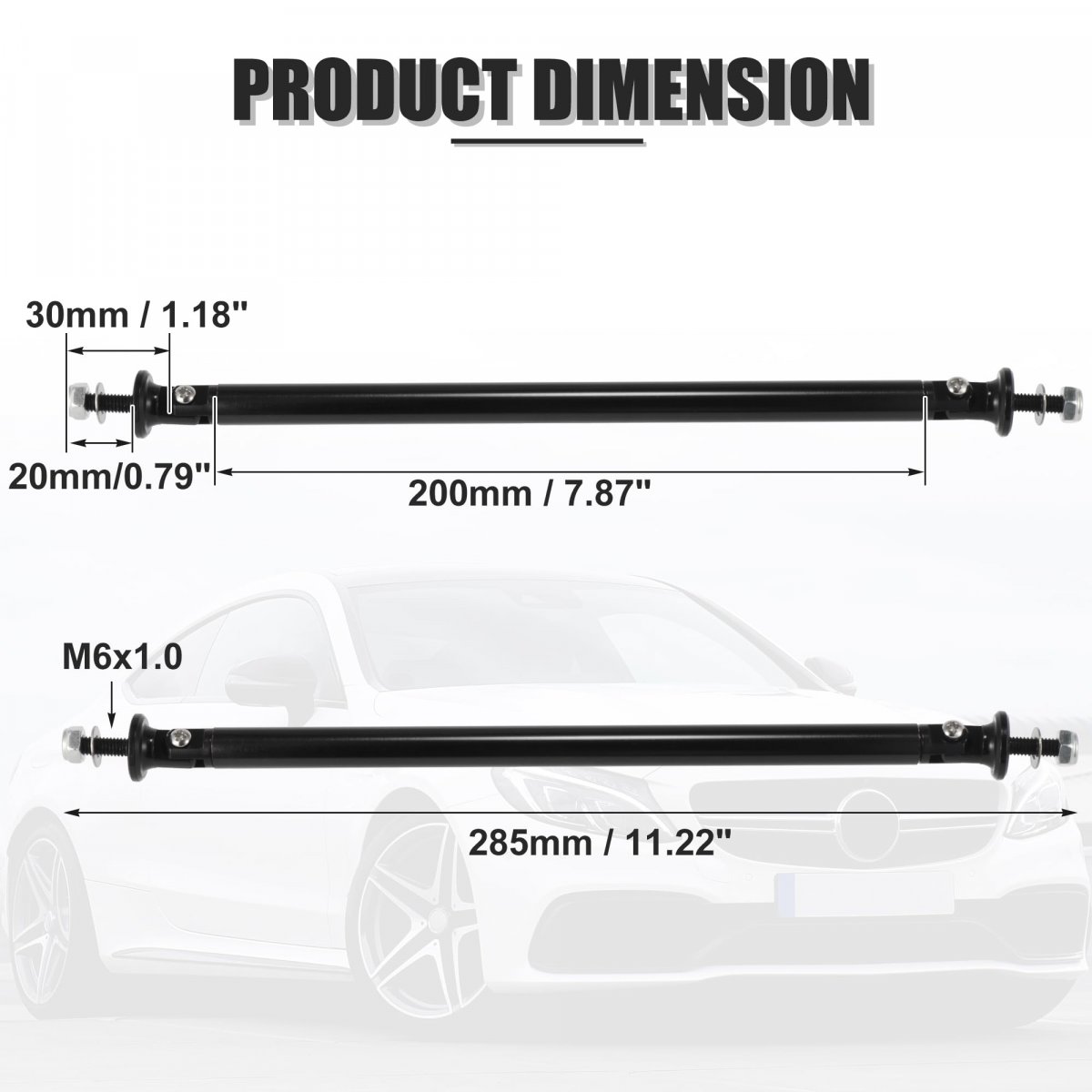 2pcs 200mm 7 87 Splitter Support Rods Adjustable Front Rear Bumper Lip Strut Rod Tie Bars Fit Most Vehicle Black