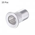Uxcell M4 Rivet Nuts Aluminium Alloy Knurled Flat Head Threaded Insert Nut Silver 25pcs