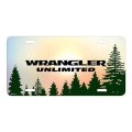 Jeep Wrangler Unlimited Green Forrest Sillhouette Graphic Special Aluminum Metal License Plate Official Licensed
