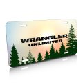 Jeep Wrangler Unlimited Green Forrest Sillhouette Graphic Special Aluminum Metal License Plate Official Licensed