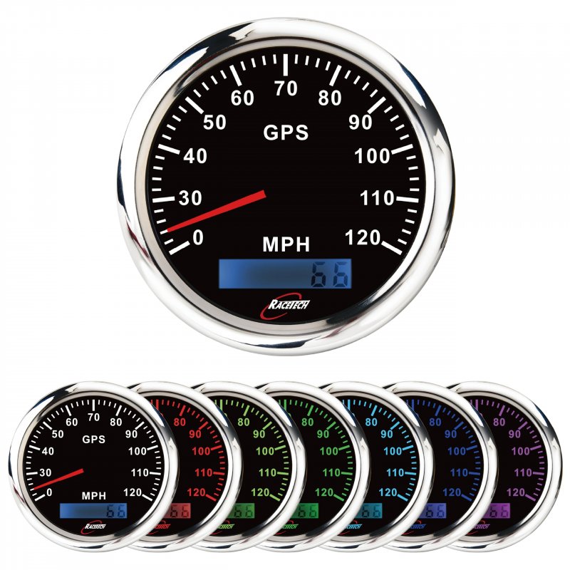 85mm 120 Mph Gps Speedometer With Odometer 3 38 In Waterproof Gauge 7 Color Led Stainless Steel Rim 12v 24v For Car Truck