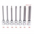 Qiilu 3 8-inch Drive Extra Long Star Bit Socket Set 7 Pieces 110mm Torx T25 T30 T40 T45 T50 T55 T60