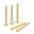 10pcs Brass Wood Screws M4 X 35mm Phillips Flat Head Self Tapping Woodworking Screw For Door Hinges Wooden Furniture Home 