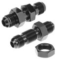 6an Male To Straight Bulkhead Flare Fitting Union Adapter 2 Pack 6061 Aluminum Anti-rust Leak-free Design 2pcs Black 