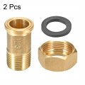 Uxcell Brass Pipe Fitting Hex Nipple G1 2 Male X G3 4 Female Thread Connector Water Meter Coupling 48mm Length 2pcs
