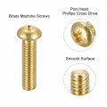 Uxcell Brass Machine Screws M4x16mm Phillips Pan Head Fastener Bolts For Furniture Office Equipment Electronics 12pcs