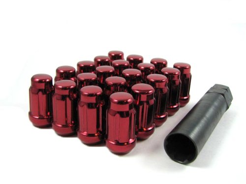 20 Red Spline Drive Small Diameter Acorn 7 16 Chrome Lug Nut Kit With Key