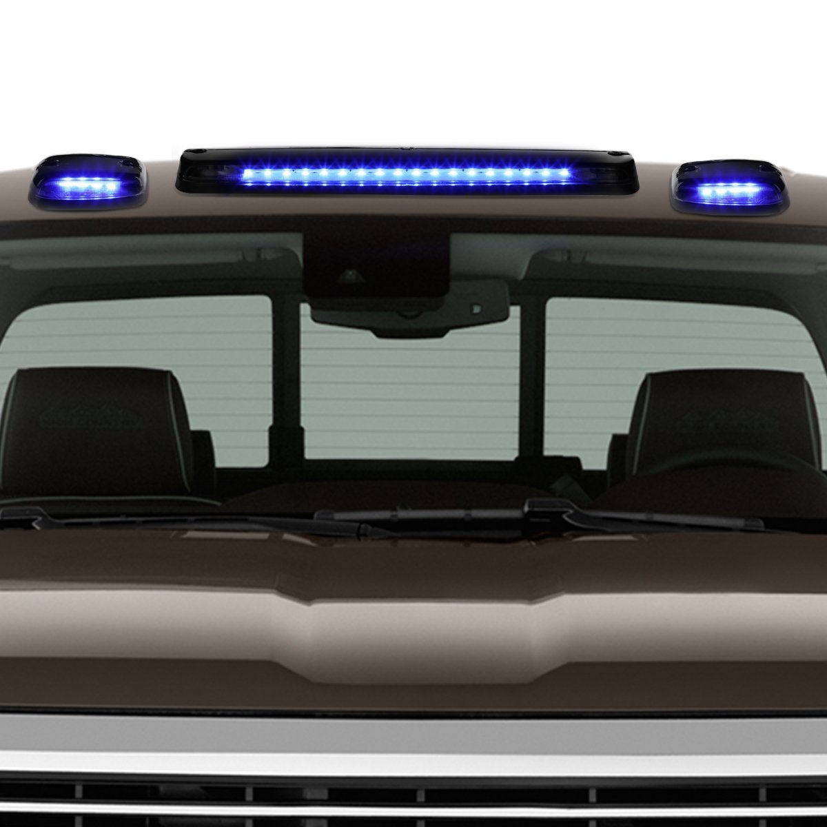 Auto Dynasty Black Housing Smoke Lens Third Brake Blue Led Cab Roof Running Light For Silverado Sierra Gmt900