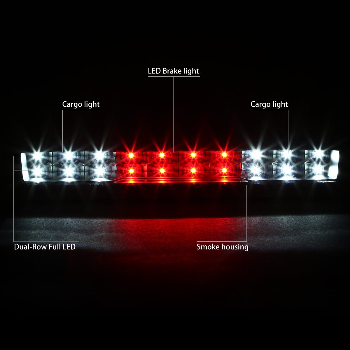 Auto Dynasty Black Housing Smoke Lens Third Brake Blue Led Cab Roof Running Light For Silverado Sierra Gmt900
