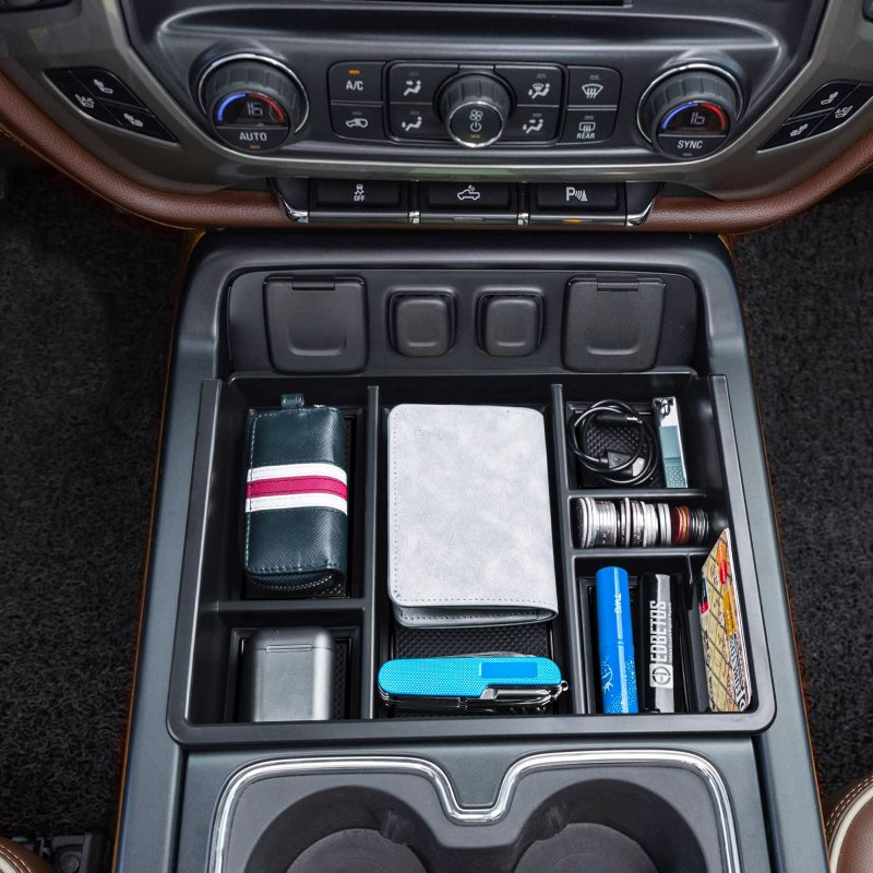 Center Console Organizer Tray For 2014-2018 Chevy Silverado Gmc Sierra 1500 Accessories 2015-2019 Sierra 2500hd 3500hd