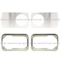 Niuparts 4 Pieces Set Headlight Bezel Frame Plastic Without Halogen Bulbs With Plate Aluminum Fit 1966-1989 Mack R Rd Rm Models