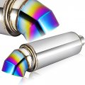 Eparts 1 X 4 Outlet 2 5 Inlet Chrome Polished Cutter Knife Style Burnt Tip Stainless Steel Exhaust Muffler 