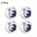Uxcell Hex Lock Nuts M10 X 1 5mm Stainless Steel Nylon Insert Self-locking For Fasteners 4pcs Silver Tone