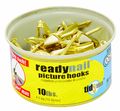 Ook 50606 Readynail Conventional Picture Hook Tidy Tin Supports Up To 10 Pounds 30 Sets Brass 