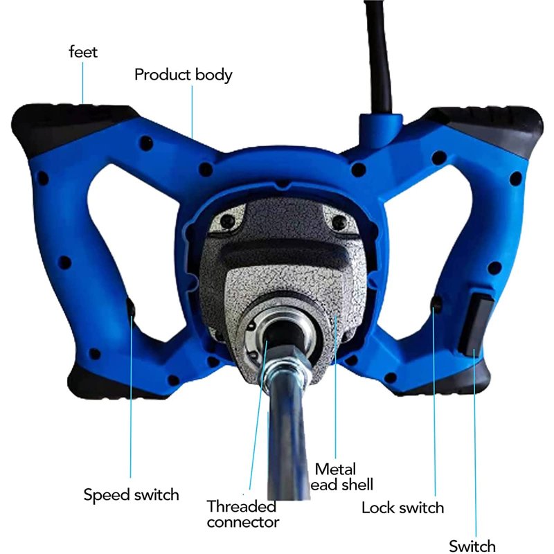 2600w Handheld Electric Cement Mixer Portable Mortar Concrete Drill With 6 Adjustable Speed 220v Mud Thinset Grout Plaster