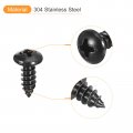 Uxcell 4mm X 12mm Phillips Pan Head Self-tapping Screw 100pcs 304 Stainless Steel Round Wood Full Thread Black