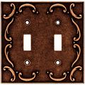 Brainerd 64262 Traditional French Lace Double Toggle Switch Wall Plate Cover Sponged Copper 